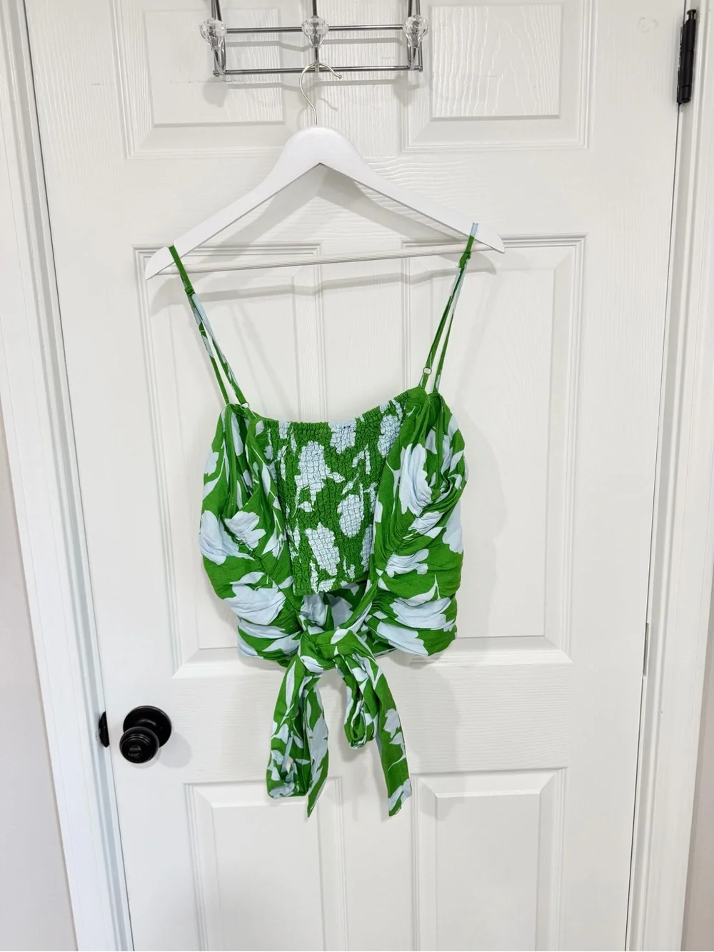 NEW Kate Spade x Target Linen Ruched Bow Cami Top Green Floral Plus Size 2X